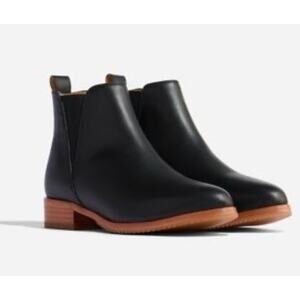Nisolo $228 Eva Everyday Chelsea Boots Black Tan Leather Bootie Shoes Sz 6.5